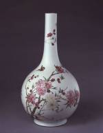Vase with butterflies and flowering peach branches, Yongzheng period 1723-35 Jingdezhen, Jiangxi Province Porcelain with famille-rose enamels. Height 38 cm. The Palace Museum, Beijing.