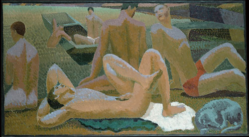 Duncan Grant. <em>Bathers by the Pond</em> (c1920-21). Pallant House Gallery, Chichester (Hussey Bequest, Chichester District Council,1985). © 1978 Estate of Duncan Grant, courtesy Henrietta Garnett.