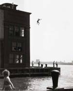 Ruth Orkin. <em>Boy Jumping into Hudson River</em>, 1948. Gelatin silver print. The Jewish Museum, New York, Purchase: Horace W. Goldsmith Foundation Fund. © Estate of Ruth Orkin.