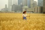 Agnes Denes. <em>Wheatfield – A Confrontation</em>, 1982. Two acres of wheat planted and harvested in Battery Park landfill, downtown Manhattan. Commissioned by Public Art Fund, New York City. 
Photograph: © Agnes Denes. 
Courtesy the artist.