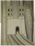 Martín Ramírez. Untitled (Church with Arches and Tunnels), 1950-55. Graphite, tempera and crayon on paper, 48 x 36 1/2 in (121.9 x 92.7 cm).