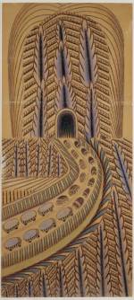 Martín Ramírez. <em>UNTITLED (Tunnel with Cars and Buses)</em> (1895-1963). Auburn, California c. 1948-1963. Pencil and crayon on pieced paper 53 x 23 in Collection of Robert M. Greenberg Photo courtesy Robert M. Greenberg, New York