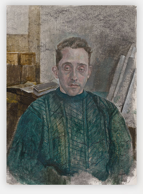 Sarah Raphael. Portrait of Paul Brusa, c1998. Oil and watercolour on paper, 26.7 x 20.3 cm. Courtesy Marlborough Fine Art, London.