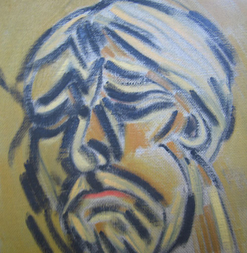 RB Kitaj. <em>After Cimabue</em>, 2006. 
        Oil on canvas, 
        30.5 x 30.5 cm. 
      Private collection, courtesy Marlborough Gallery, New York.