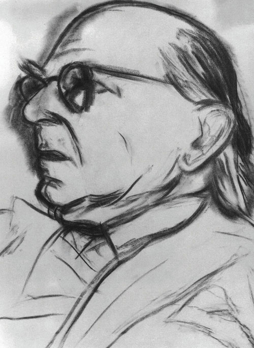 RB Kitaj. <em>Isaiah Berlin</em>, 1991-92. 
        Charcoal on canvas, 
        50.5 x 45.5 cm. 
      R.B. Kitaj Estate.