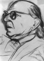 RB Kitaj. <em>Isaiah Berlin</em>, 1991-92. 
        Charcoal on canvas, 
        50.5 x 45.5 cm. 
      R.B. Kitaj Estate.