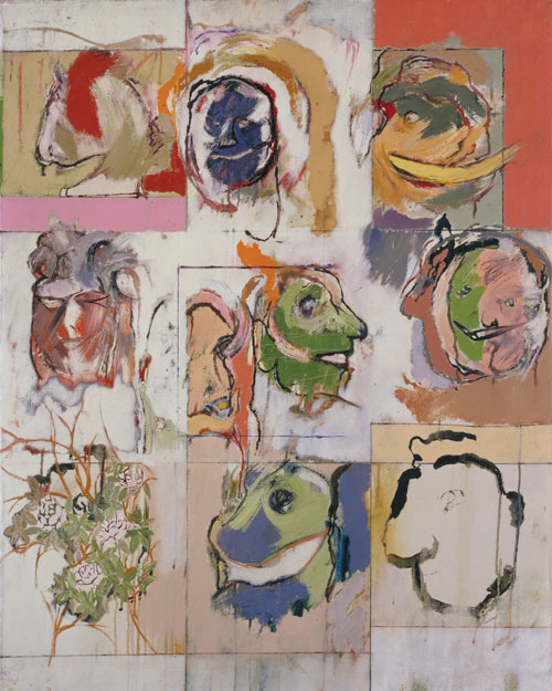 RB Kitaj. <em>Erasmus Variations</em>, 1958. 
        Oil on canvas, 
        104.9 x 84.2 cm. 
      Tate.