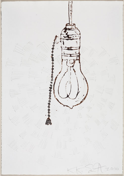 Kiki Smith. Light Bulb, 2010. Ink and graphite on paper. Courtesy The Lodge Gallery, New York City.