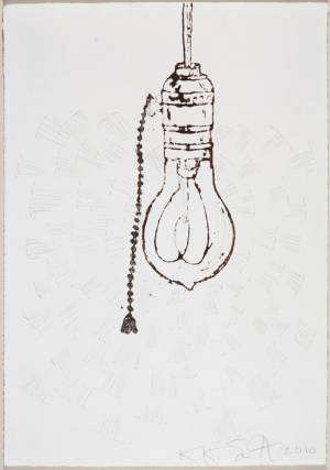 Kiki Smith. Light Bulb, 2010. Ink and graphite on paper. Courtesy The Lodge Gallery, New York City.