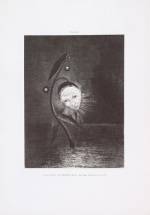 Odilon Redon. <em>The Marsh Flower</em>, a Sad Human Head plate II from the portfolio Homage to Goya, 1885. Lithograph on chine appliqué. Composition 10 3/4 x 8 1/16 in. Sheet 17 11/16 x 12 3/8 in. Publisher: probably the artist, Paris (distributed by L Dumont, Paris). Printer: Lemercier, Paris Edition: 50; plus a second edition of 25. The Musuem of Modern Art, New York, Gift of the Ian Woodner Family Collection, 2000.