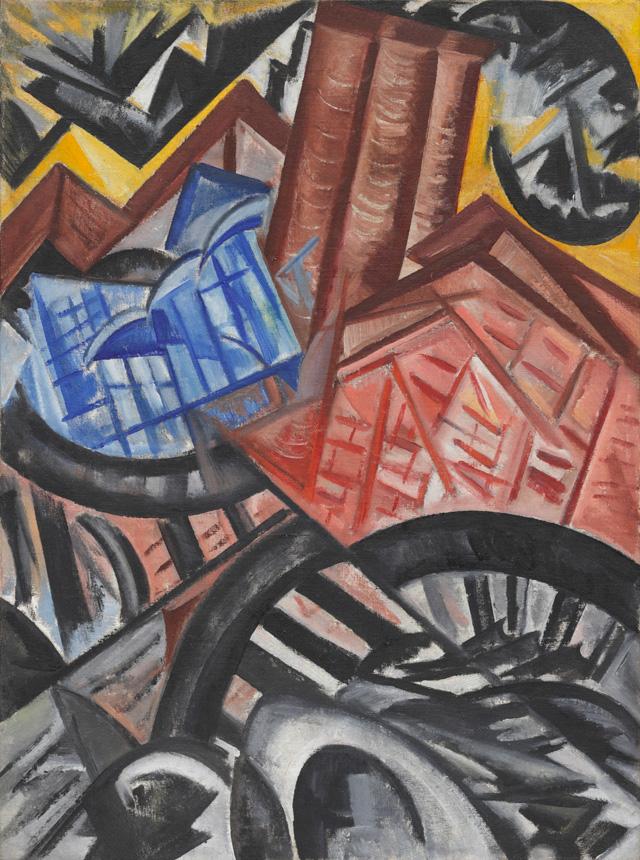 Olga Rozanova. The Factory and the Bridge, 1913. Oil on canvas, 32 3/4 x 24 1/4 in (83.2 x 61.6 cm). The Museum of Modern Art, New York. The Riklis Collection of McCrory Corporation.