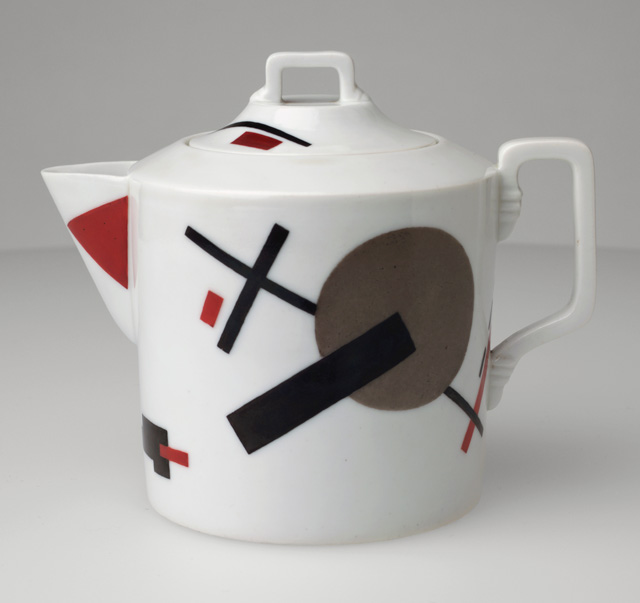 Nikolai Suetin. Teapot, c1923. Porcelain with overglaze painted decoration, 5 1/2 x 4 1/2 in (14 x 11.4 cm). The Museum of Modern Art, New York. Estée and Joseph Lauder Design Fund.