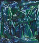 Natalia Goncharova. Rayonism, Blue-Green Forest, 1913. Oil on canvas, 21 1/2 x 19 1/2 in (54.6 x 49.5 cm). The Museum of Modern Art, New York. The Riklis Collection of McCrory Corporation.