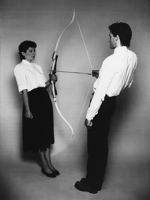 Marina Abramović and Ulay. Rest Energy, 1980. Based on the performance, 4 minutes, ROSC' 80, Dublin. © Marina Abramović and Ulay Courtesy of the Marina Abramovic Archives.