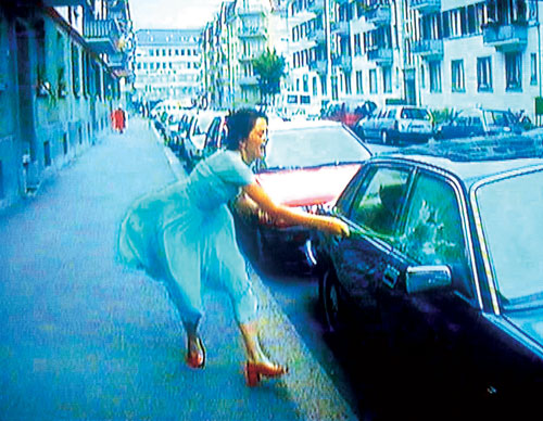 Pipilotti Rist. Ever Is Over All, 1997. Audio video installation (video still 2).
