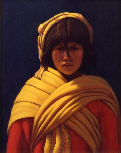 Elias Rivera.<em> The Watcher </em>2003,oil on canvas, 12 x 10 in.