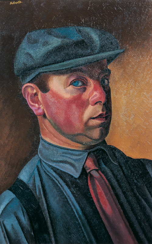 William Roberts. <em>Self-Portrait wearing a Cap</em>, 1931, oil on canvas, 51 x 36 cm, Tate, London © Estate of John David Roberts. Reproduced by permission of the William Roberts Society