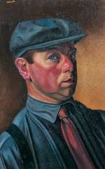 William Roberts. <em>Self-Portrait wearing a Cap</em>, 1931, oil on canvas, 51 x 36 cm, Tate, London © Estate of John David Roberts. Reproduced by permission of the William Roberts Society