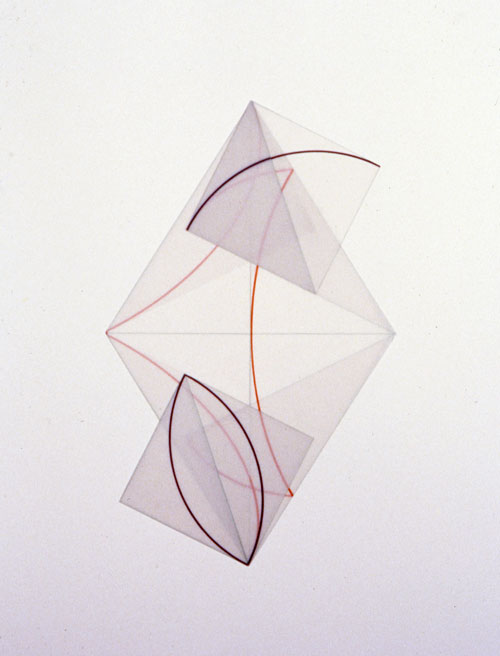 Dorothea Rockburne. Parallelogram/2 Small Squares, 3rd Study, 1977. Vellum, colored pencil, varnish, and glue mounted on ragboard. 43 × 33″ (109.2 × 83.8 cm). Collection the artist. © 2013 Dorothea Rockburne / Artists Rights Society (ARS), New York.