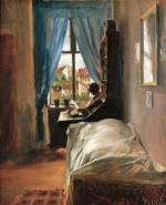 Adolph Menzel.<em> The Artist's Bedroom in Ritterstrasse</em>, 1847. Oil on cardboard, 22 x 18⅛ in. Staatliche Museen zu Berlin, Alte Nationalgalerie. Photo: Bernd Kuhnert.