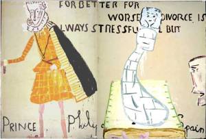 Rose Wylie. <em>Lords and Ladies,</em> 2007–9. Oil on canvas, 211 cm x 313 cm. Image courtesy of UNION, London.