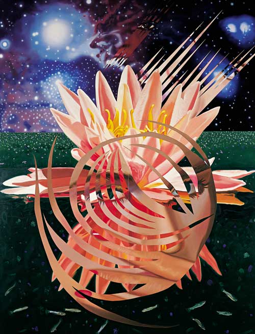 James Rosenquist. Welcome to the Water Planet, 1987. Oil on canvas, 13 x 10 feet (396.2 x 304.8 cm). Private collection, on display in The Lenox Building, Atlanta. Photo courtesy of James Rosenquist