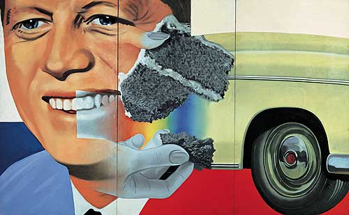 James Rosenquist. President Elect, 1960-61/1964. Oil on Masonite, 7 feet 5 3/4 inches x 12 feet (228 x 365.8 cm). Centre Georges Pompidou, Musée National d’Art Moderne/Centre de Création Industrielle, Paris. Photo courtesy of James Rosenquist