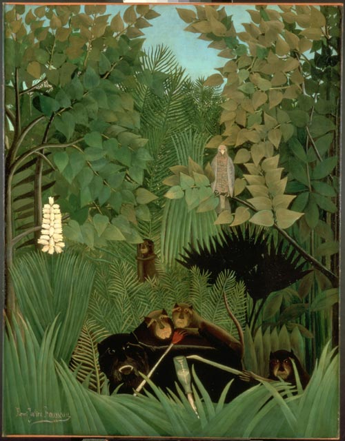 Henri Rousseau <em>The Merry Jesters</em> 1906. Oil on canvas 145.8 x 113.4 cm. Philadelphia Museum of Art.