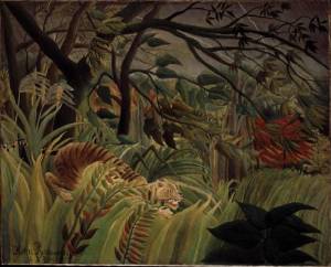 Henri Rousseau. <em>Tiger in a Tropical Storm (Suprised!)</em> 1891. The National Gallery, London.