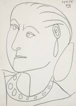 Pablo Picasso. Portrait of Helena Rubinstein XIX 27-11-1955, 1955. Conté crayon on paper, 17 1/4 x 12 5/8 in (43.8 x 32.1 cm). Himeji City Museum of Art, Japan. © 2014 Estate of Pablo Picasso / Artist Rights Society (ARS), New York.