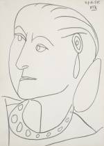 Pablo Picasso. Portrait of Helena Rubinstein XIX 27-11-1955, 1955. Conté crayon on paper, 17 1/4 x 12 5/8 in (43.8 x 32.1 cm). Himeji City Museum of Art, Japan. © 2014 Estate of Pablo Picasso / Artist Rights Society (ARS), New York.