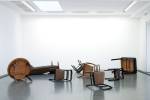 Reiner Ruthenbeck. Overturned Furniture. Two tables, four chairs, chair with armrest, chaise longue. MMK Museum für Moderne Kunst Frankfurt am Main. Image © READS 2014.