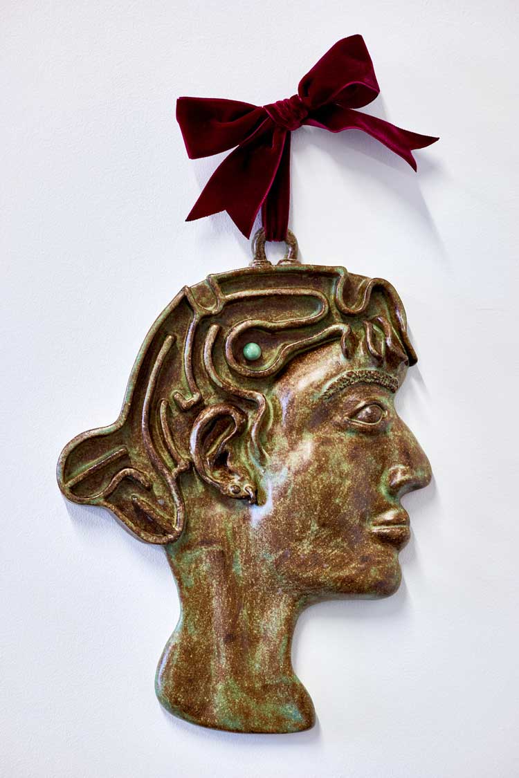 Holly Stevenson, Labyrinth, 2024. Ceramic: glazed stoneware and velvet. Made on FAR (Freud Artists Residency) at the Jane McAdam Freud Estate.
