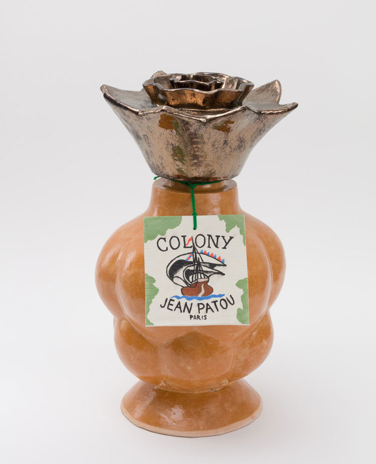 Renee So, Colony by Jean Patou, Perfume Bottle, 2024. Glazed earthenware, 53 x 22 x 25 cm. Courtesy the artist and Kate MacGarry. Photo: Angus Mill.