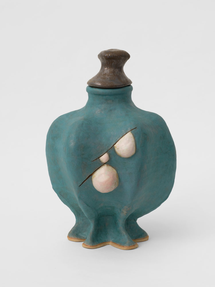 Renee So, Poppy Head Snuff Bottle, 2024. Glazed stoneware, 42 x 27 x 21 cm. Courtesy the artist and Kate MacGarry. Photo: Ben Westoby.