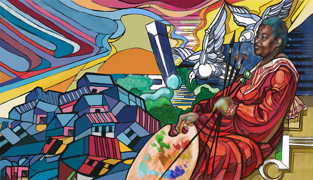 Athi-Ptra Ruga, Proposed Monument for Gladys, artistic intervention, vinyl, 2025. © Athi-Patra Ruga 2025. Photo: Courtesy of the artist.