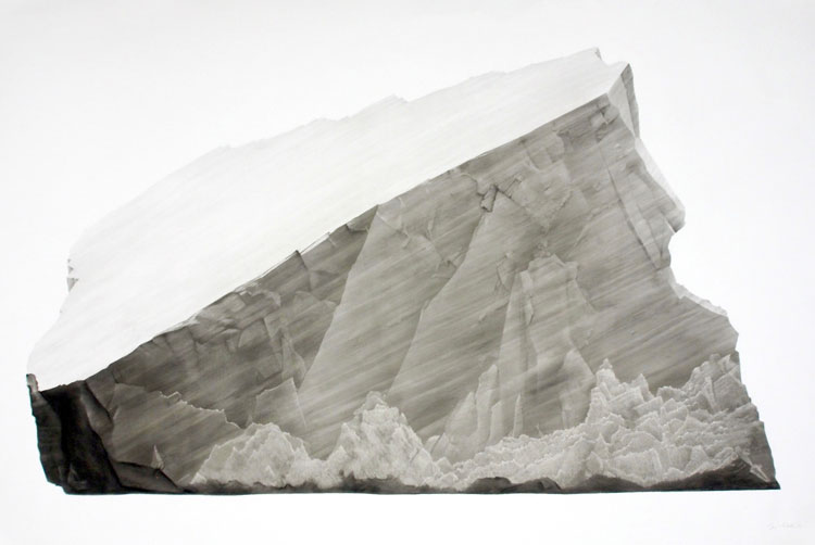 Jonathan Delafield Cook, Iceberg II. Charcoal on primed linen, 130 x 199 cm. © the artist.