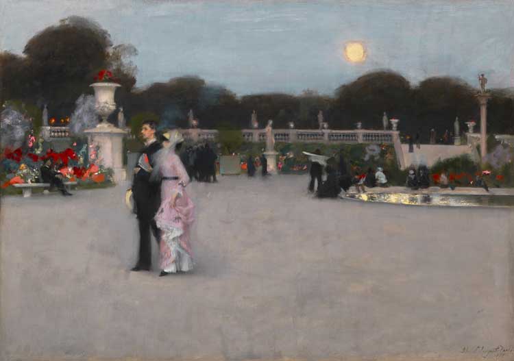 John Singer Sargent, In the Luxembourg Gardens, 1879. Oil on canvas, 25 7/8 × 36 3/8 in (65.7 × 92.4 cm). Philadelphia Museum of Art, John G. Johnson Collection, 1917.