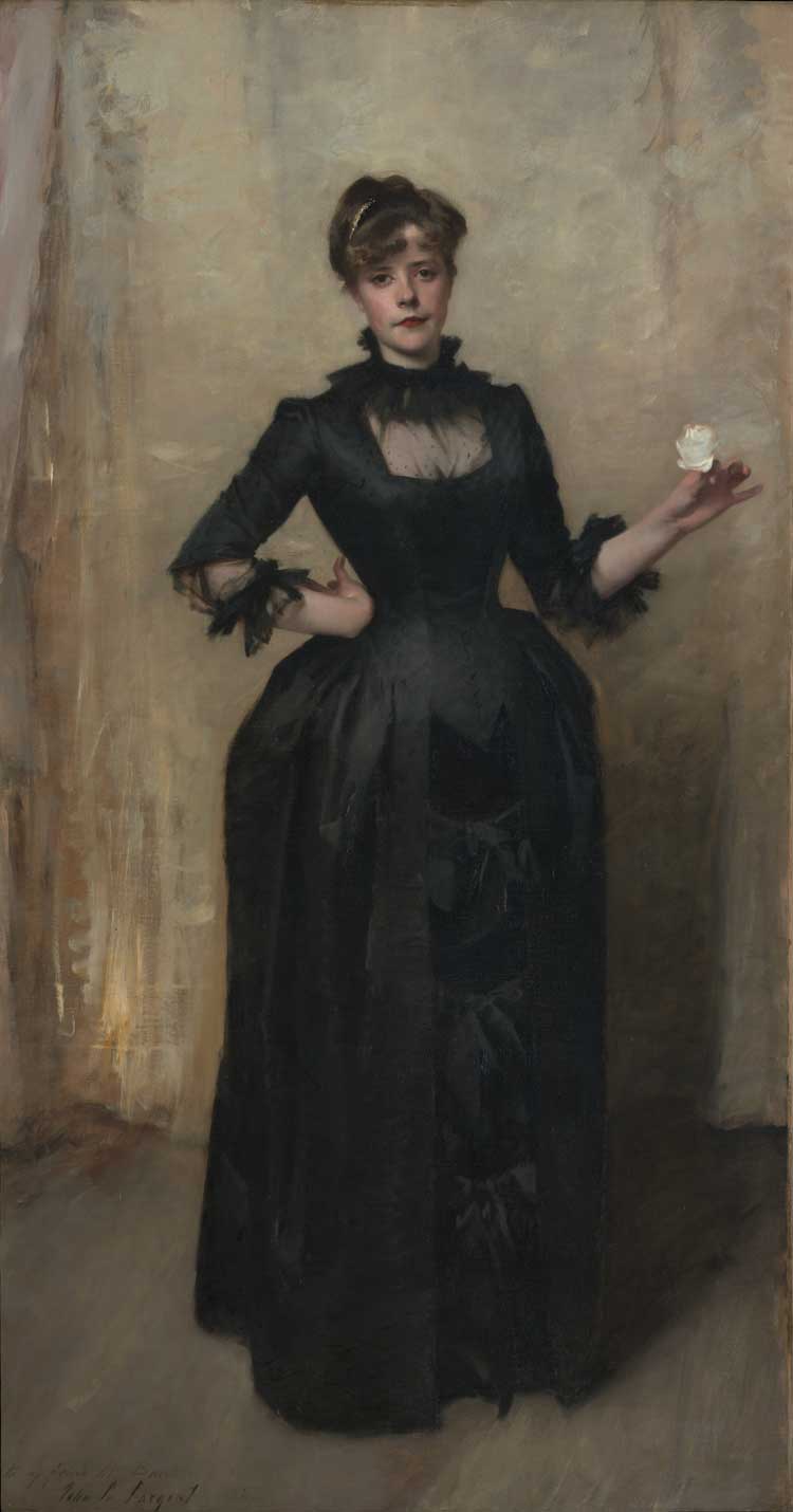 John Singer Sargent, Lady with the Rose (Charlotte Louise Burckhardt), 1882. Oil on canvas, 84 x 44 3/4 in (213.4 x 113.7 cm). Bequest of Valerie B. Hadden, 1932. The Metropolitan Museum of Art.