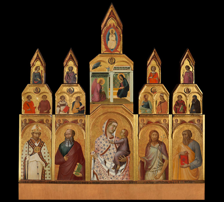 Pietro Lorenzetti (active 1306(?), died probably 1348), Pieve Polyptych, about 1320. Tempera on panel, 312 x 295 x 9 cm. Chiesa di Santa Maria della Pieve, Arezzo. © Gentile concessione dell’Ufficio Beni Culturali della Diocesi di Arezzo-Cortona-Sansepolcro / L.A.D. Photo: Angelo Latronico.