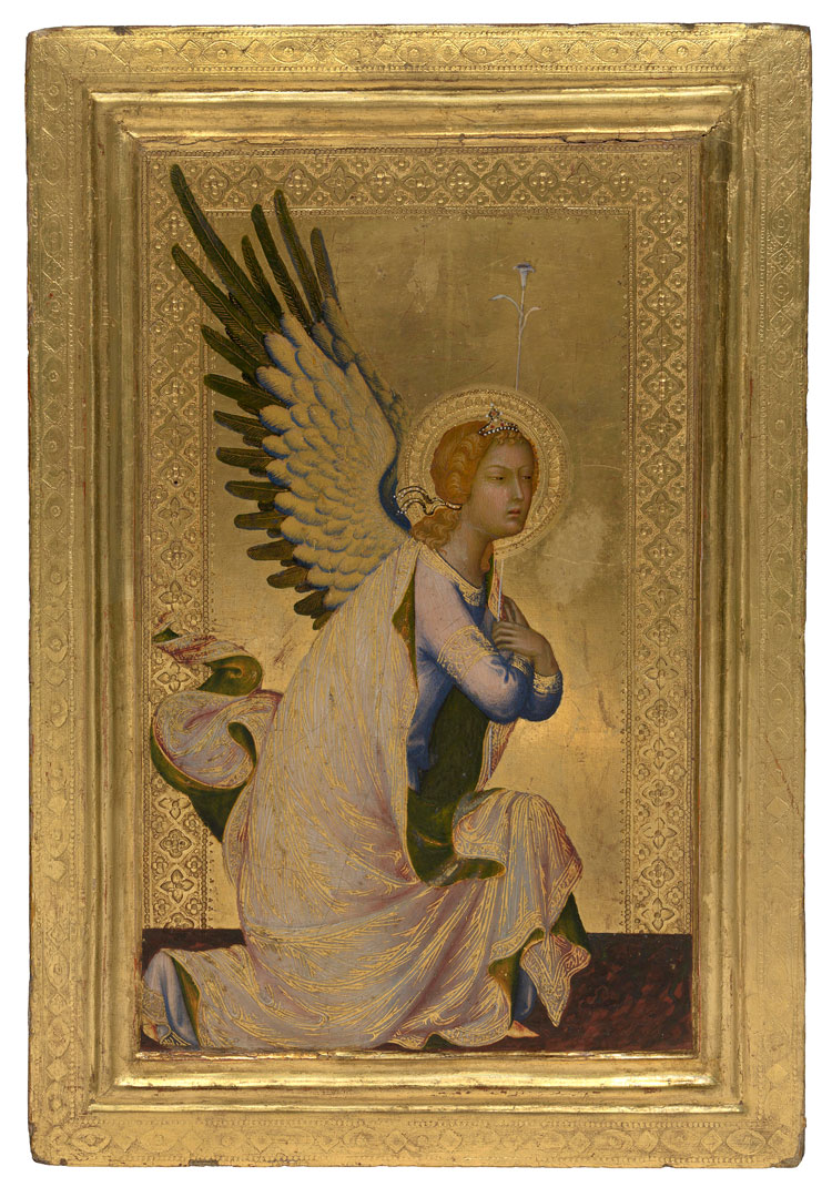 Simone Martini, The Angel Gabriel, about 1326-34. Tempera on poplar, 29.7 x 20.5 cm (with engaged frame). Collection KMSKA - Flemish Community (public domain) (257). © Collection KMSKA - Flemish Community / Photo: Hugo Maertens.