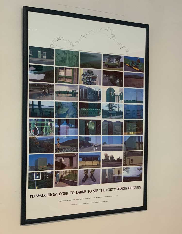 John Carson's I'd Walk From Cork to Larne To See The Forty Shades of Green. Installation view, Galway Tourist Office, TULCA Festival. Photo: Bronac Ferran.