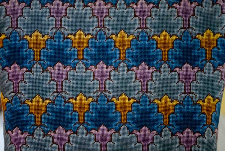 Chair cover sewn by Anna Forbes Irvine, 1869s (detail) from Drum Castle, Aberdeenshire. Image courtesy of Dovecot Studios. Photo: Phil Wilkinson.