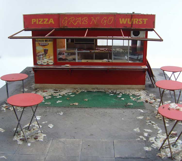 Charlie Stiven. GRAB N’ GO, 2020 (remodelled 2023). Wood, acrylic, mixed media, 60 x 80 x 33 cm. Photo © The Artist.