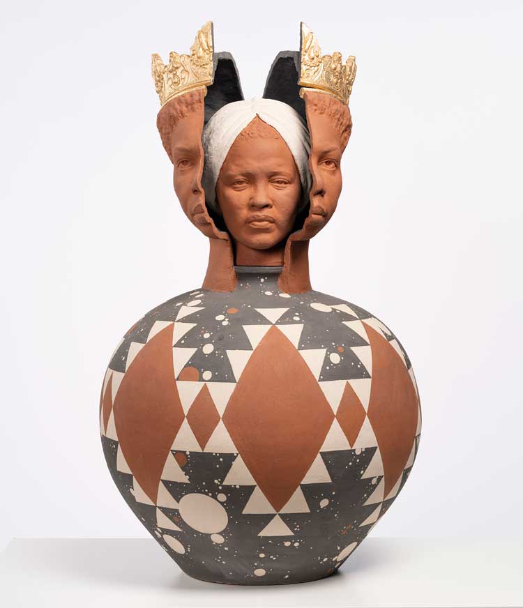 Tavares Strachan, Inner Elder (Nina Simone as Queen of Sheba), 2023. Ceramic, 39 ⅜ H x 23 ⅝ W x 23 ⅝ D in (100 x 60 x 60 cm). Courtesy of the Artist and Marian Goodman Gallery.