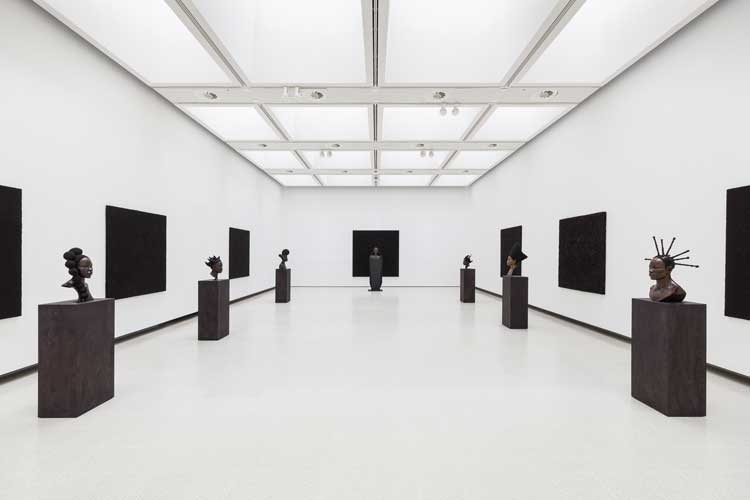 Tavares Strachan, A Map of the Crown series, 2022-24, and Mind Fields series, 2023-24. Installation view, Tavares Strachan: There Is Light Somewhere, Hayward Gallery, London, 18 June – 1 September 2024. Photo: Mark Blower. Courtesy the artist and the Hayward Gallery.