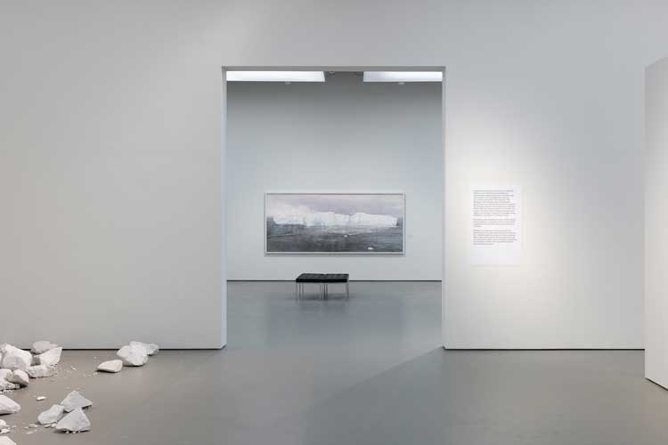 Emma Stibbon: Melting Ice | Rising Tides, installation view, Towner Eastbourne, 2024. Photo: Rob Harris.