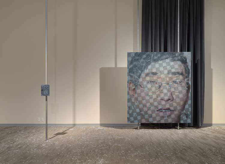 Avery Singer: Free Fall, installation view, Hauser & Wirth London 10 October – 22 December 2023. © Avery Singer. Courtesy the artist and Hauser & Wirth. Photo: Alex Delfanne.