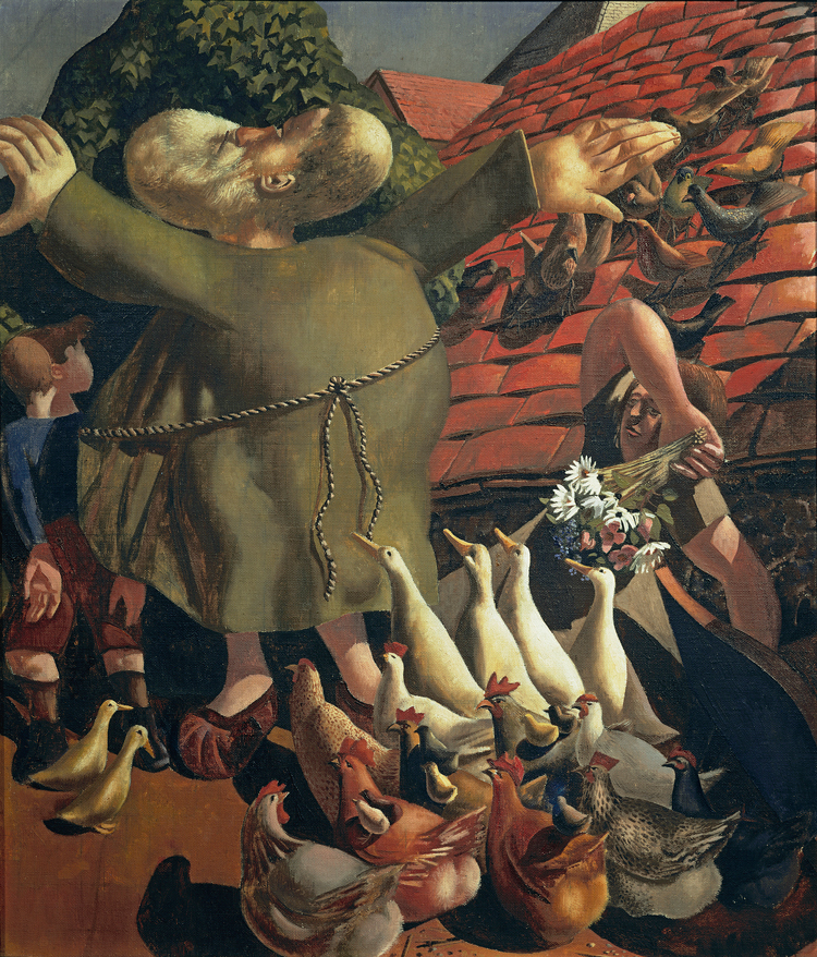 Stanley Spencer. St Francis and the Birds, 1935. Oil on canvas, 71.3 x 61.2 cm. Tate, London. © Estate of Stanley Spencer. All rights reserved 2023 / Bridgeman Images / photo: Tate.