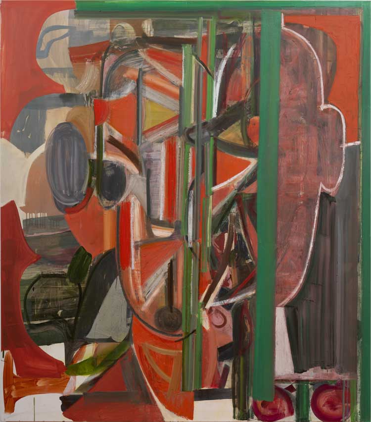 Amy Sillman, Mug, 2023. Acrylic, oil on linen, 190.5 x 167.6 cm (75 x 66 in). © Amy Sillman. Courtesy the artist, Thomas Dane Gallery and
Gladstone Gallery, New York.